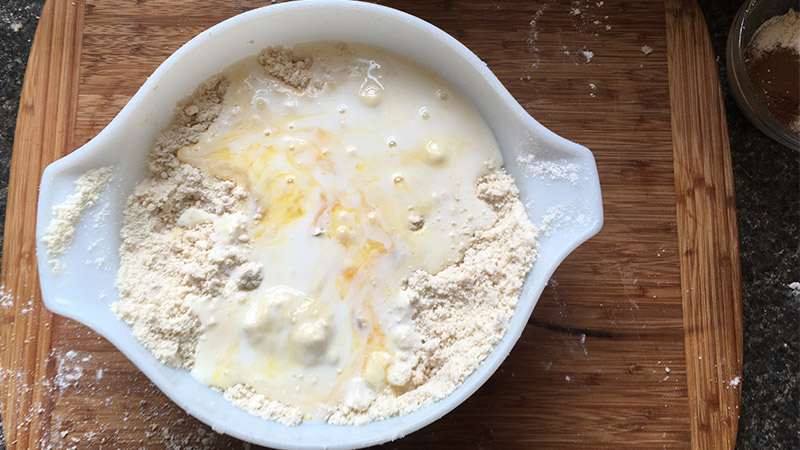 Mixing Bowl with wet and dry ingredients