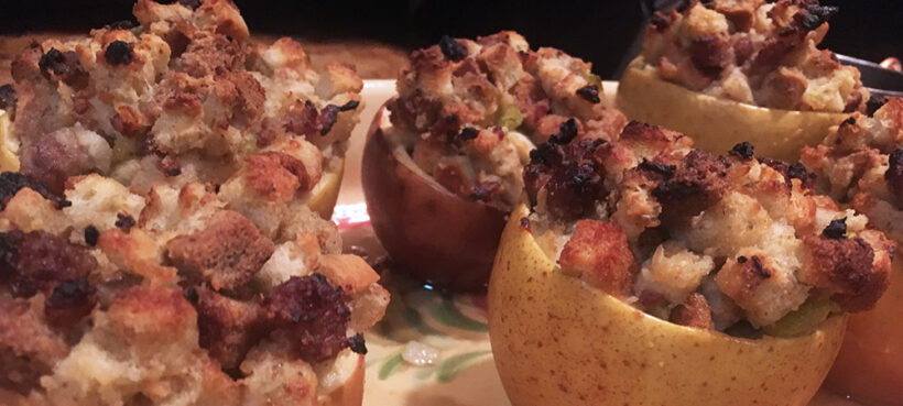 Baked Apples with Sausage Stuffing