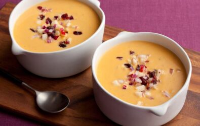 Pumpkin Soup with Chili Cran-Apple Relish recipe from Food Network