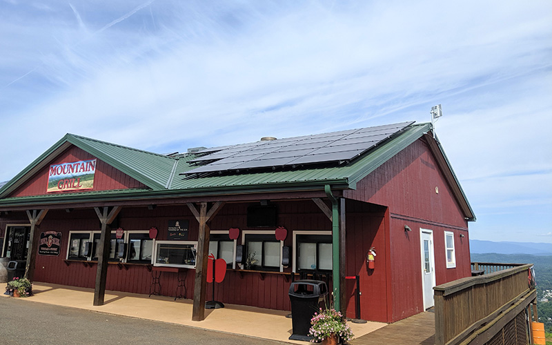 Solar panels on the Mountain Grill building