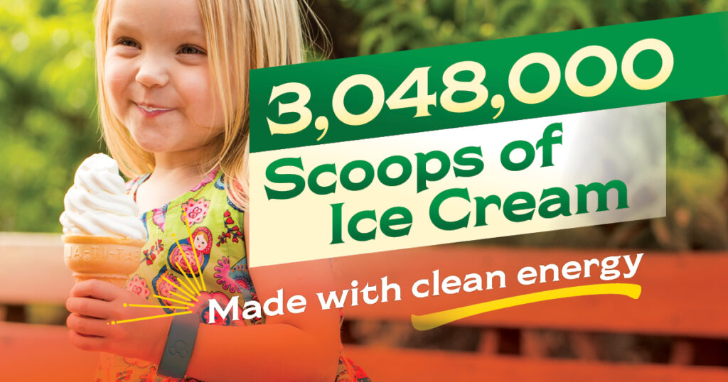Chiles Family Orchards can produce 3,048,000 scoops of ice cream with clean energy.