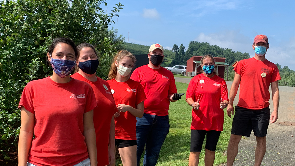 Carter Mountain Orchard staff wearing face masks