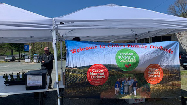 Chiles Family Orchards Ivy Road Pop-up location tent