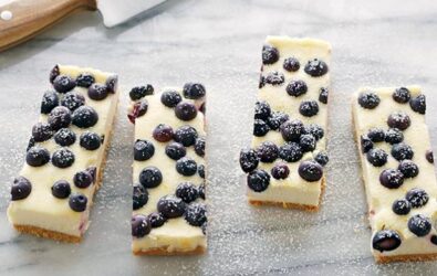 Lemon Blueberry Cheesecake Bars recipe from Food Network
