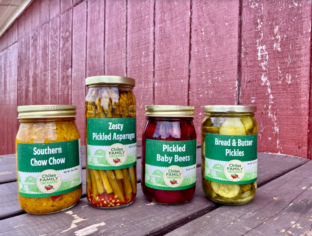 Pickled chow chow, asparagus, beets, and bread and butter pickles