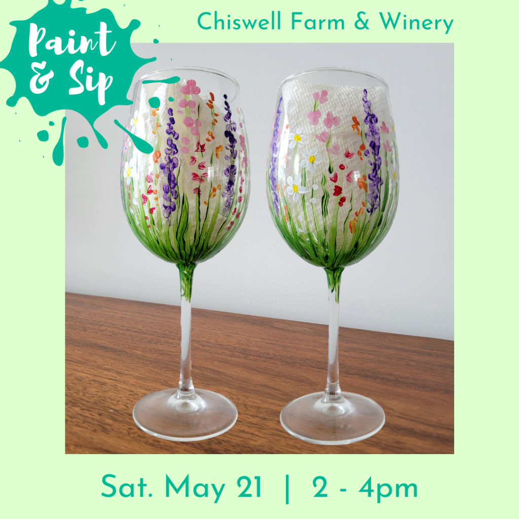 paint & sip event with floral wine glasses