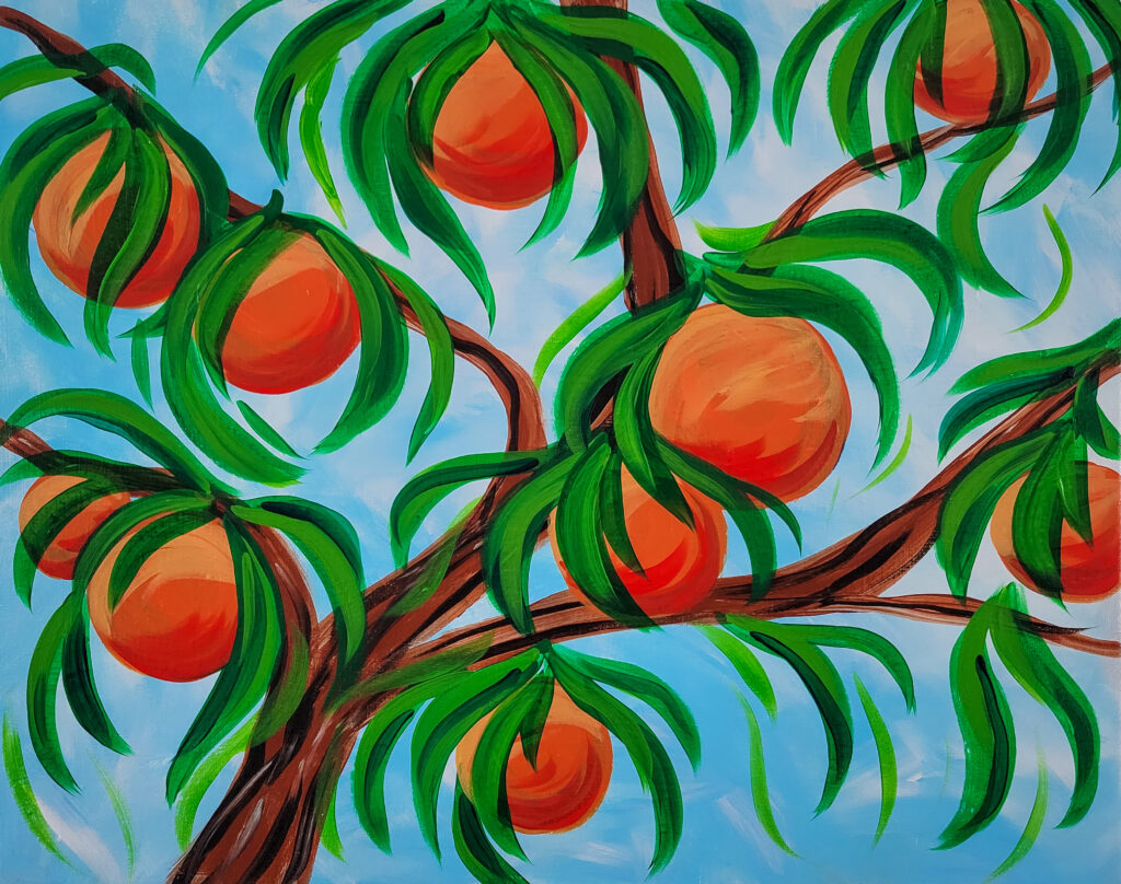 Peach tree painting with Catelyn Kelsey Designs