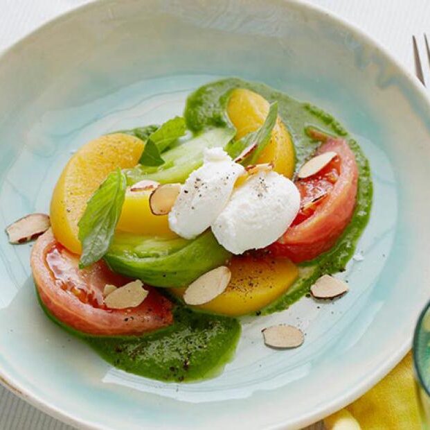 Tomato Peach Salad with Ricotta from Food Network