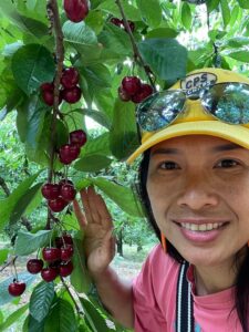Selfie with cherry tree at Spring Valley Orchard