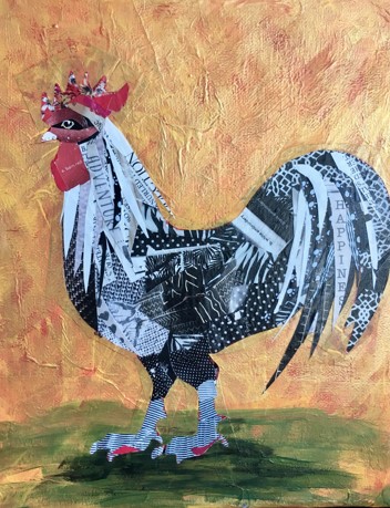 corks & collage rooster