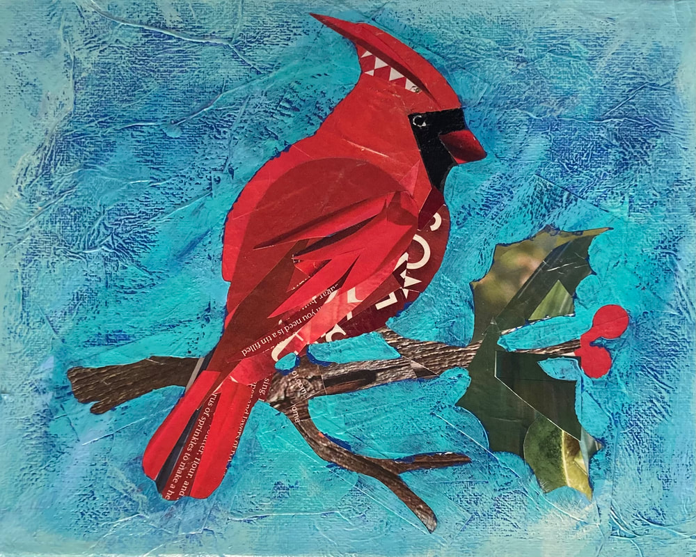 Winter Cardinal corks & collage event at Chiswell