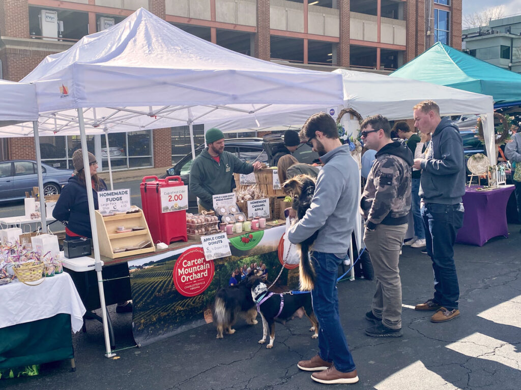 Chiles Family Orchards booth at Charlottesville City Market