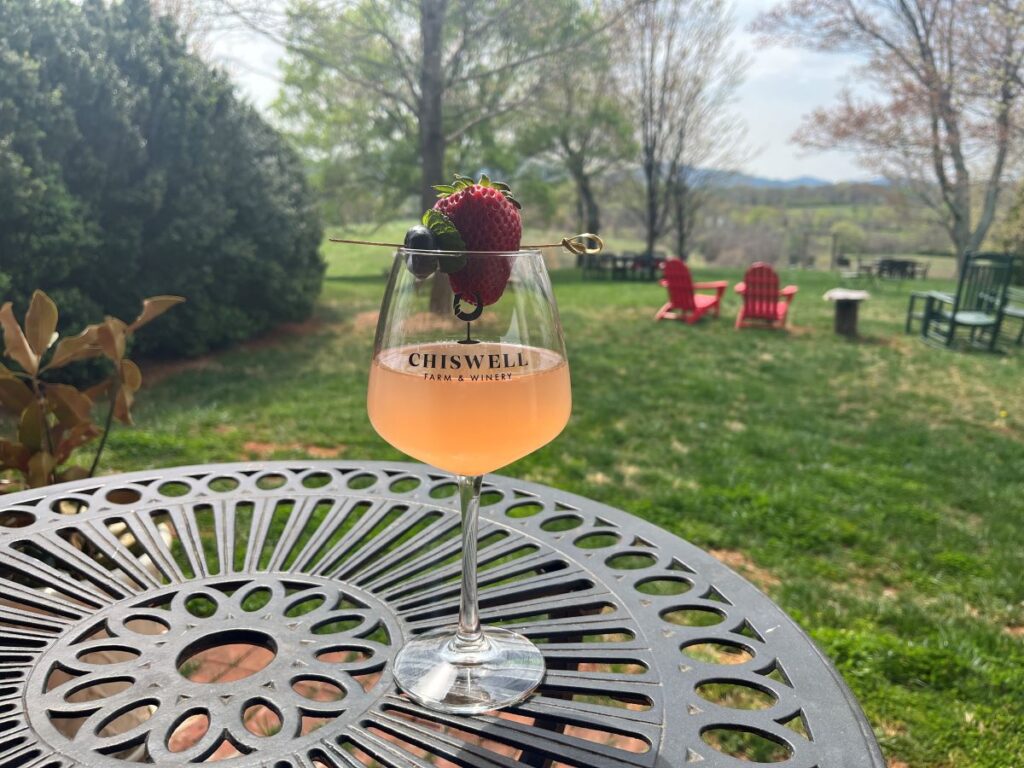 Rosé pink lemonade specialty drink at Chiswell Winery