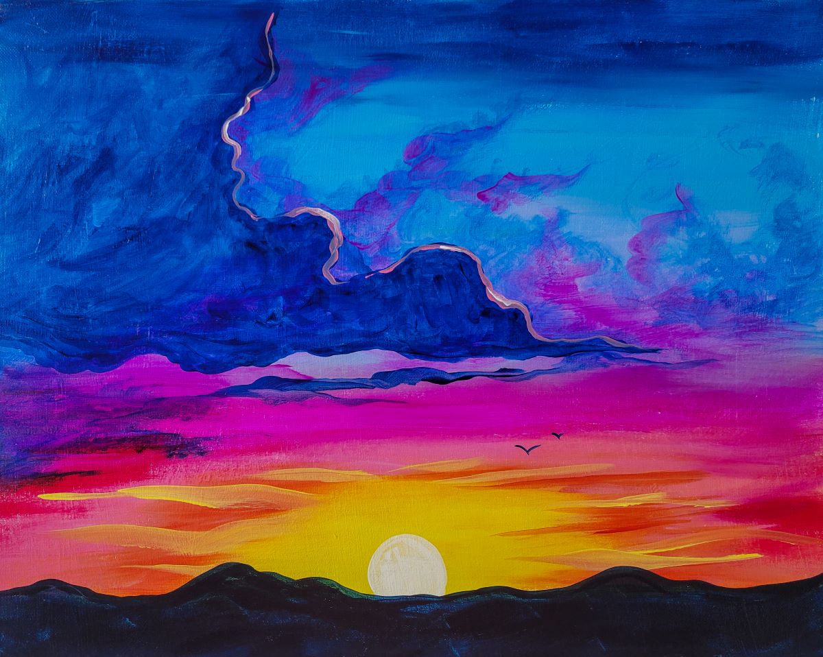 Paint & Sip Vibrant Sunset July 22, 2023 Chiles Peach Orchard