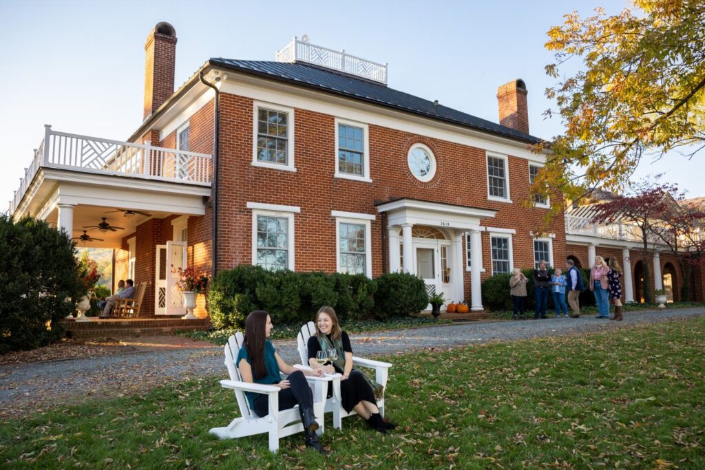 Fall foliage and guests at Chiswell Farm & Winery