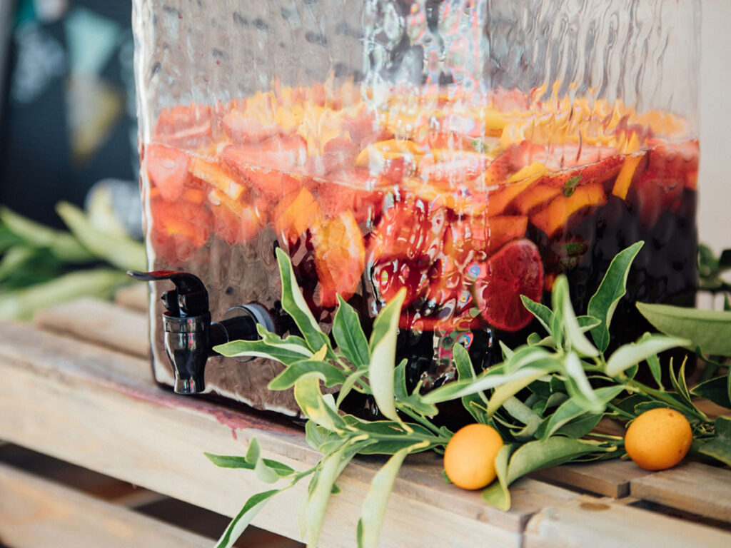 Sangria in a drink dispenser