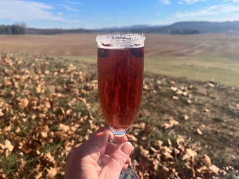 Poinsettia winter specialty drink at Chiswell Farm & Winery
