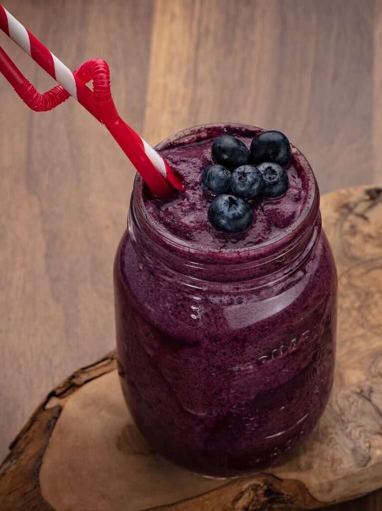 Blueberry and blackberry smoothie.