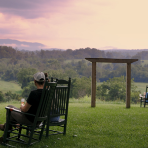 Chiswell Winery visitors enjoying live music in lawn chairs.