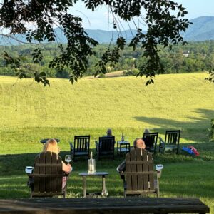 Couple with wine at summer sundown