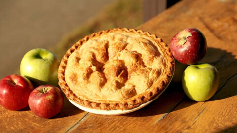 Baked apple pie with fresh apples at Carter Mountain Orchard