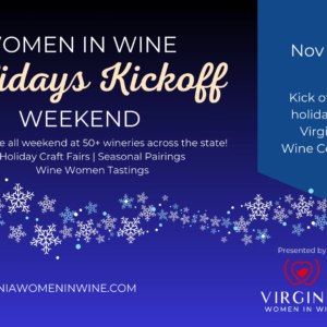 A designed banner for the Virginia Women in Wine's Holidays Kickoff Weekend