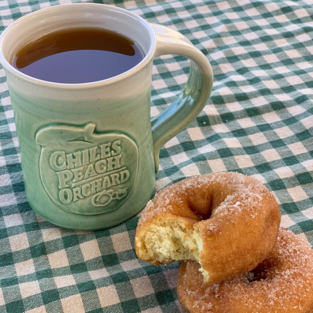 Apple cider and donuts at chiles peach orchard