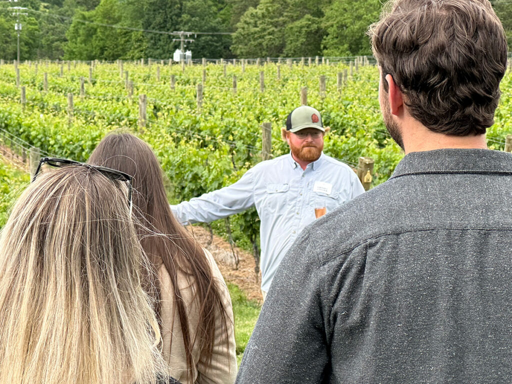 Henry Chiles giving a tour of the vineyards at Chiswell.
