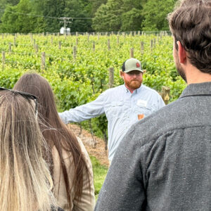 Henry Chiles giving a tour of the vineyards at Chiswell.