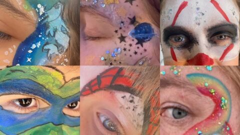 Six images of children's face paint.