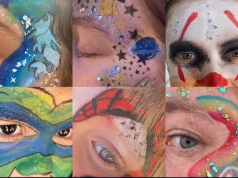 Six images of children's face paint.