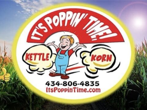 The logo for It's Poppin' Time! Kettle Corn