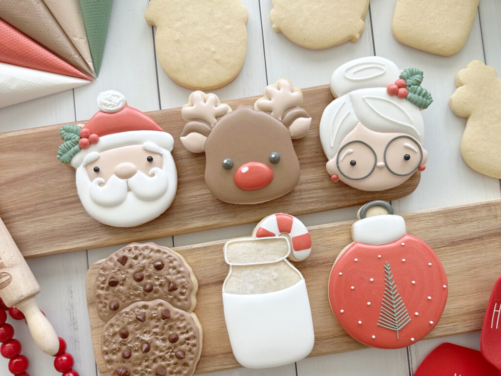 Trays of immaculately decorated Christmas cookies