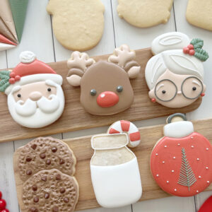 Trays of immaculately decorated Christmas cookies