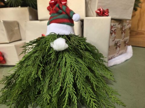 gnome made out of Christmas tree