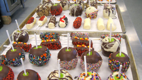 Caramel apples and Halloween-themed fudge