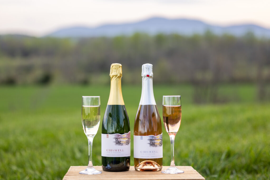 wine with mountains in background