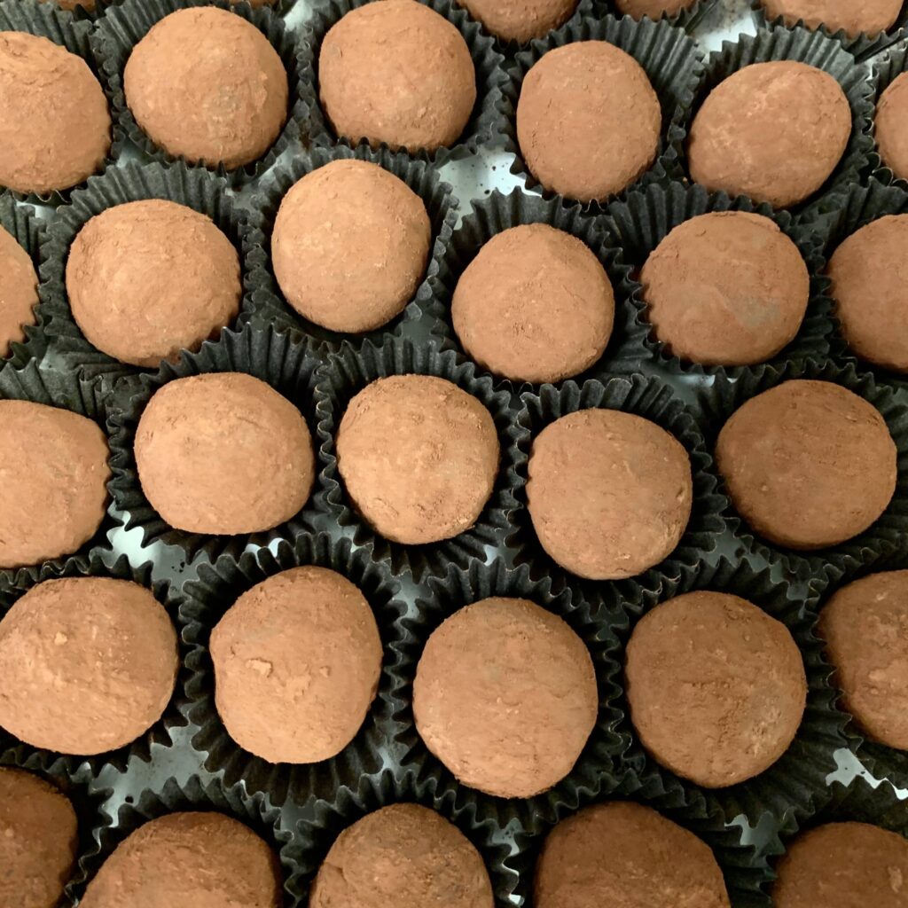 Several chocolate truffles