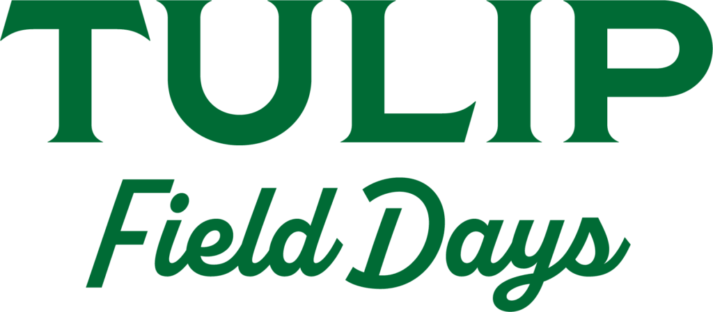 Tulip Field Days text in green