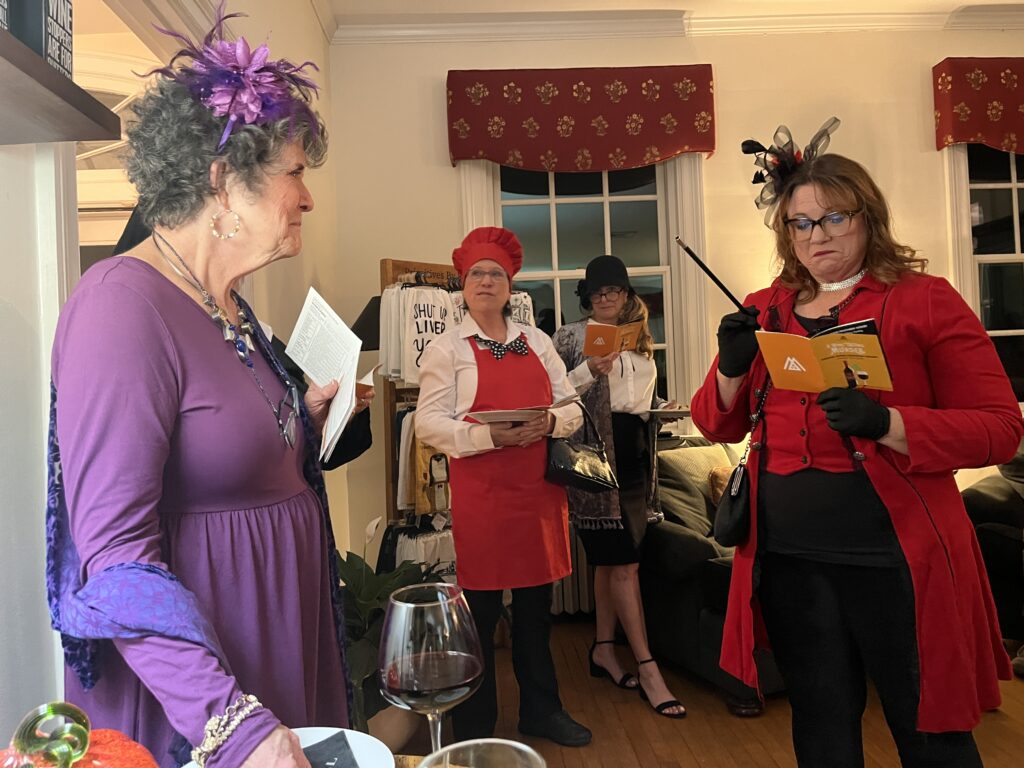 crown club members at murder mystery party