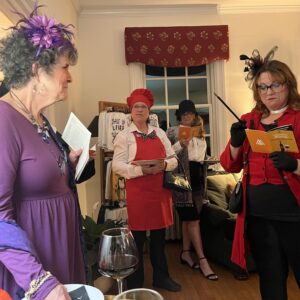 crown club members at murder mystery party