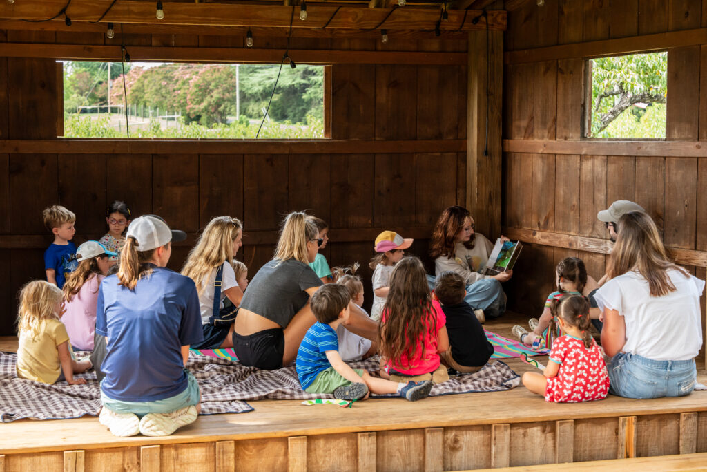 group of kids gathering for storytime