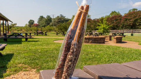 Fudge dipped pretzel sticks